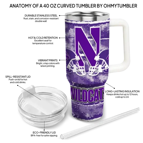 personalized northwestern wildcats honey streaks purple curved tumbler new arrival.webp