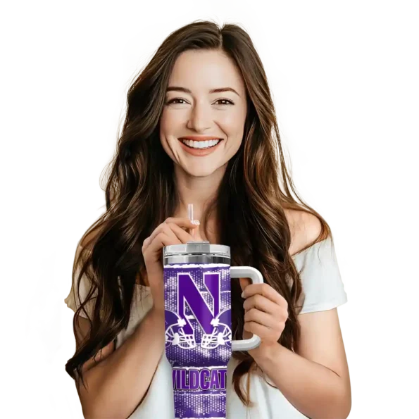 personalized northwestern wildcats honey streaks purple curved tumbler premium grade.webp
