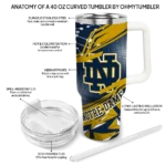 personalized notre dame fighting irish abstract paths navy curved tumbler best selling.webp