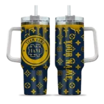 personalized notre dame fighting irish bullseye drips navy curved tumbler best selling.webp