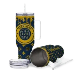 personalized notre dame fighting irish bullseye drips navy curved tumbler best selling.webp