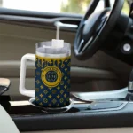 personalized notre dame fighting irish bullseye drips navy curved tumbler best selling.webp