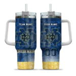 personalized notre dame fighting irish geometric prism navy curved tumbler best selling.webp