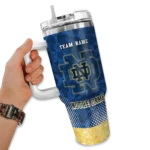 personalized notre dame fighting irish geometric prism navy curved tumbler best selling.webp