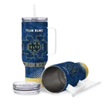 personalized notre dame fighting irish geometric prism navy curved tumbler best selling.webp