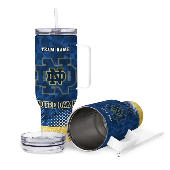 personalized notre dame fighting irish geometric prism navy curved tumbler high quality.webp