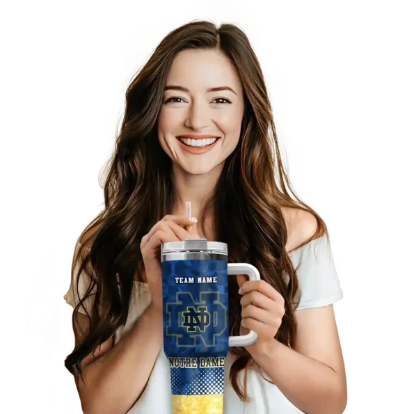 personalized notre dame fighting irish geometric prism navy curved tumbler premium grade.webp