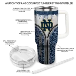 personalized notre dame fighting irish leopard zipper navy curved tumbler best selling.webp