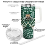 personalized ohio bobcats chevron angle green curved tumbler best selling.webp