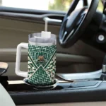 personalized ohio bobcats chevron angle green curved tumbler best selling.webp