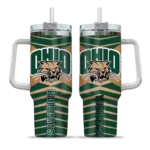 personalized ohio bobcats chevron layers green curved tumbler best selling.webp