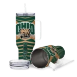 personalized ohio bobcats chevron layers green curved tumbler best selling.webp