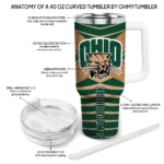 personalized ohio bobcats chevron layers green curved tumbler best selling.webp