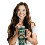 personalized ohio bobcats chevron layers green curved tumbler best selling.webp