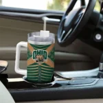 personalized ohio bobcats chevron layers green curved tumbler best selling.webp