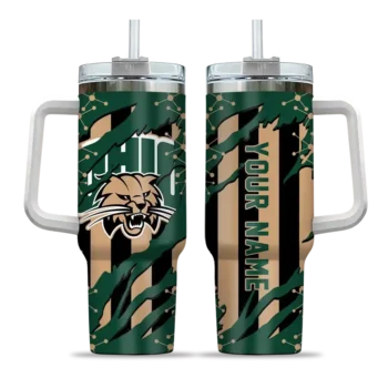 personalized ohio bobcats claw cut green black curved tumbler best selling.webp