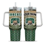 personalized ohio bobcats hex texture green curved tumbler best selling.webp