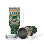 personalized ohio bobcats hex texture green curved tumbler best selling.webp
