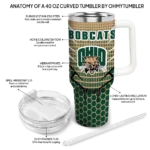 personalized ohio bobcats hex texture green curved tumbler best selling.webp