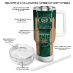 personalized ohio bobcats hexagon armor green curved tumbler best selling.webp