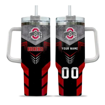 personalized ohio state buckeyes arrow armor scarlet black curved tumbler best selling.webp