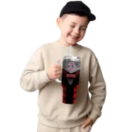 personalized ohio state buckeyes arrow armor scarlet black curved tumbler best selling.webp