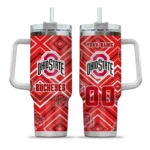 personalized ohio state buckeyes bold diamonds scarlet curved tumbler best selling.webp