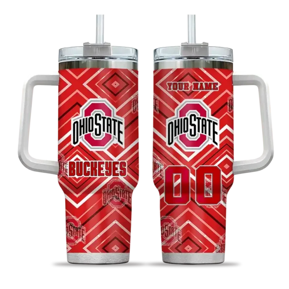 personalized ohio state buckeyes bold diamonds scarlet curved tumbler best selling.webp