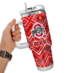 personalized ohio state buckeyes bold diamonds scarlet curved tumbler best selling.webp