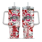 personalized ohio state buckeyes camo mashup scarlet white curved tumbler best selling.webp