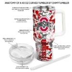 personalized ohio state buckeyes camo mashup scarlet white curved tumbler best selling.webp