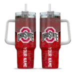 personalized ohio state buckeyes chevron stripe scarlet curved tumbler best selling.webp