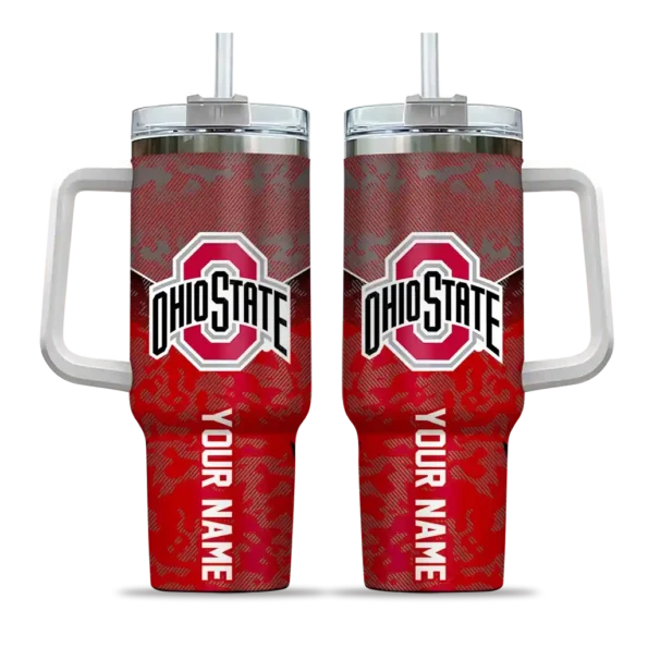 personalized ohio state buckeyes chevron stripe scarlet curved tumbler best selling.webp