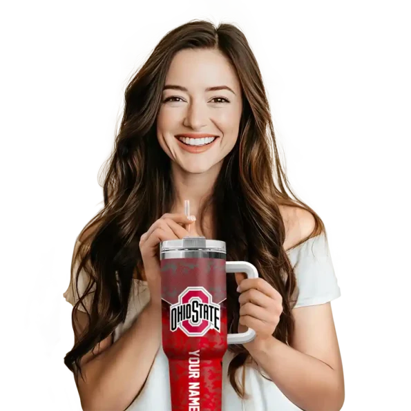 personalized ohio state buckeyes chevron stripe scarlet curved tumbler premium grade.webp