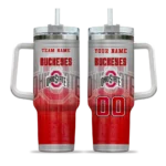 personalized ohio state buckeyes gradient dots scarlet curved tumbler best selling.webp