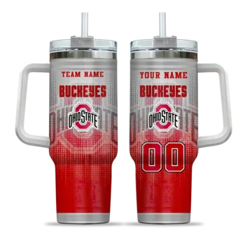 personalized ohio state buckeyes gradient dots scarlet curved tumbler best selling.webp