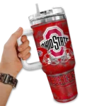 personalized ohio state buckeyes honey streaks scarlet curved tumbler best selling.webp