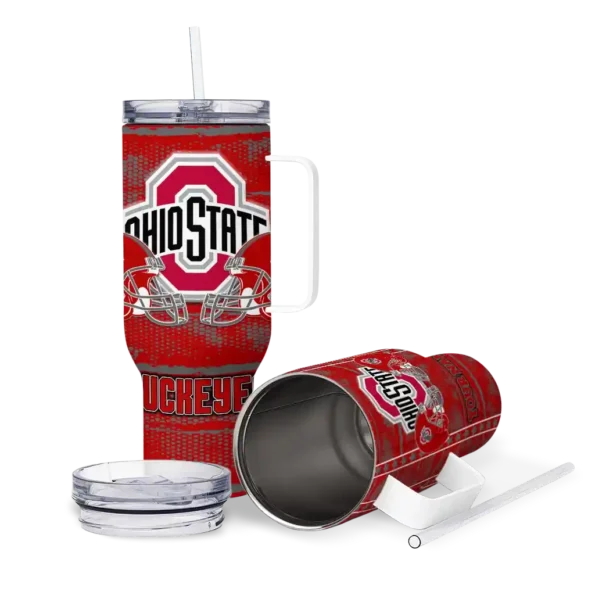 personalized ohio state buckeyes honey streaks scarlet curved tumbler high quality.webp