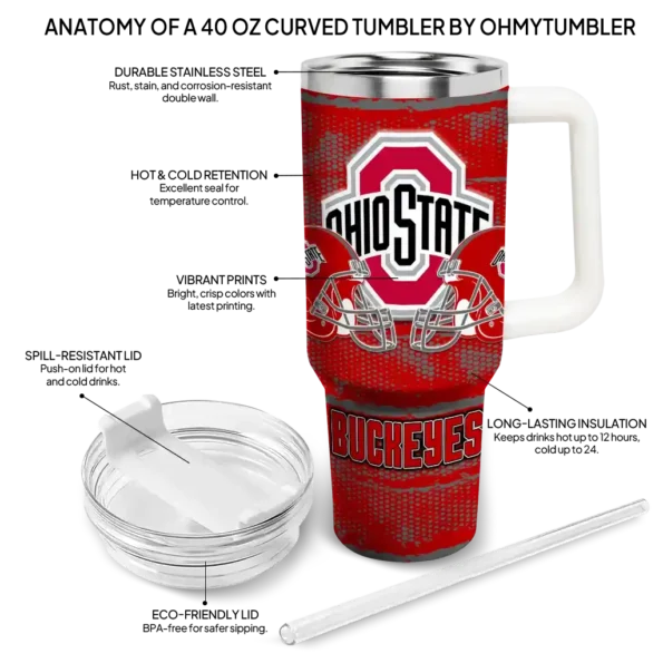 personalized ohio state buckeyes honey streaks scarlet curved tumbler new arrival.webp
