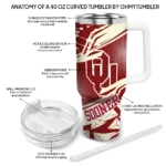 personalized oklahoma sooners abstract paths crimson curved tumbler best selling.webp