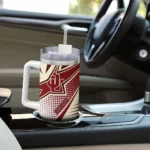 personalized oklahoma sooners arrow burst crimson curved tumbler best selling.webp