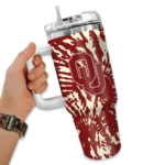 personalized oklahoma sooners burst swirl crimson curved tumbler best selling.webp