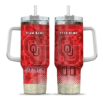 personalized oklahoma sooners geometric prism crimson curved tumbler best selling.webp