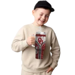 personalized oklahoma sooners leopard zipper crimson curved tumbler best selling.webp
