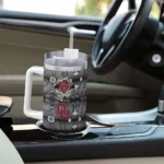 personalized oklahoma sooners superman shield crimson gray curved tumbler best selling.webp