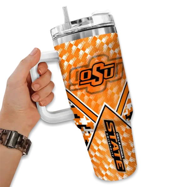 personalized oklahoma state cowboys chevron angle orange curved tumbler fashion forward.webp