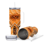 personalized oklahoma state cowboys chevron angle orange curved tumbler best selling.webp