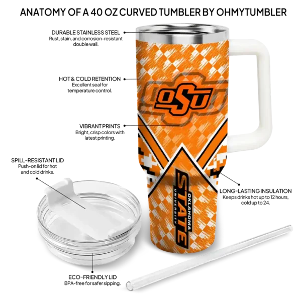 personalized oklahoma state cowboys chevron angle orange curved tumbler new arrival.webp