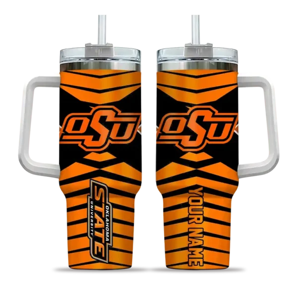 personalized oklahoma state cowboys chevron layers orange curved tumbler best selling.webp