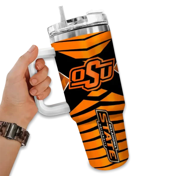 personalized oklahoma state cowboys chevron layers orange curved tumbler fashion forward.webp